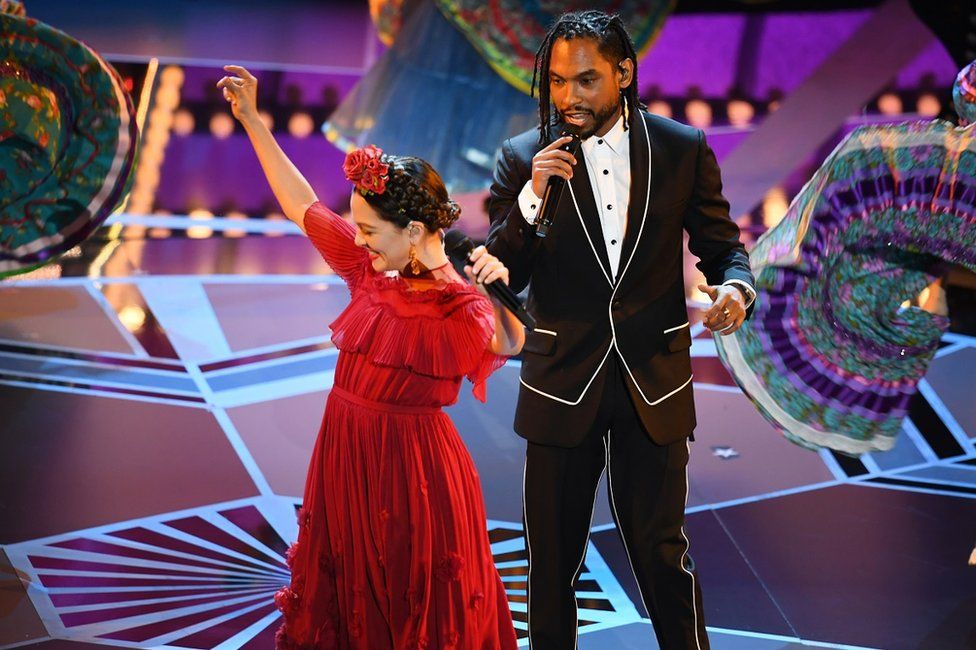 Singers Miguel and Natalia Lafourcade perform onstage