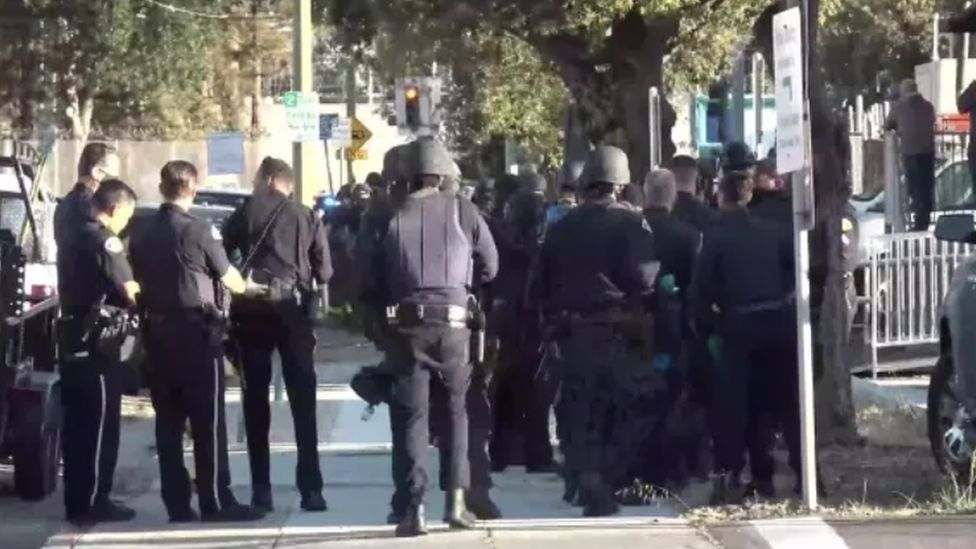 Police swarmed the scene after the shots were fired