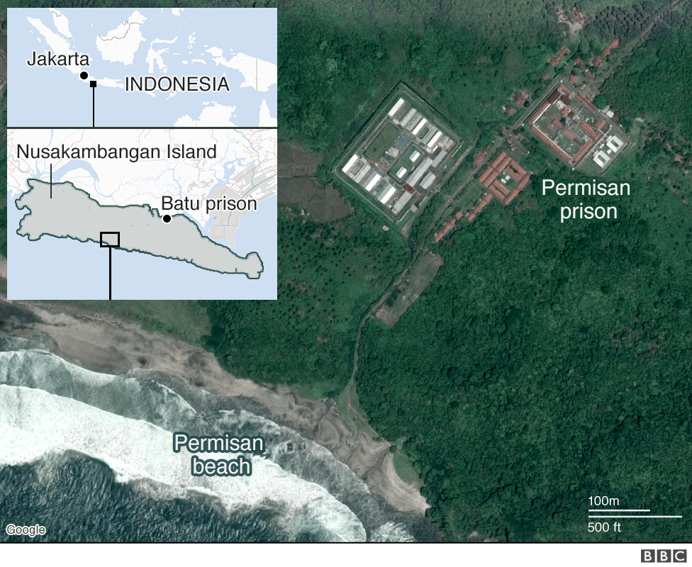 Map of Batu prison and Permisan beach
