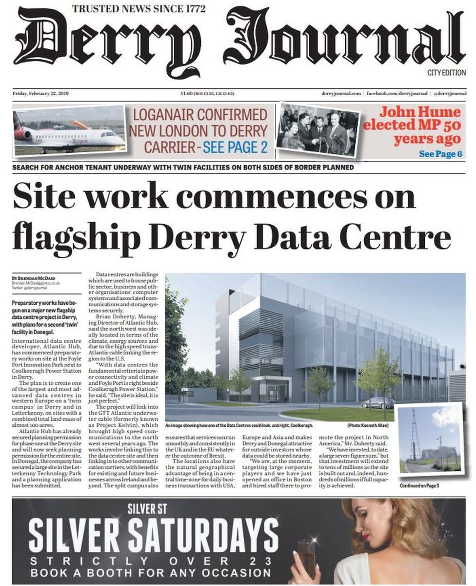 Derry Journal front page Friday 22 February 2019