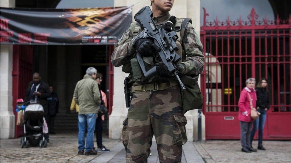 Soldier on duty in France