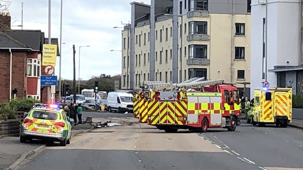 Belfast Bangor A2 main road closed after multi vehicle crash BBC