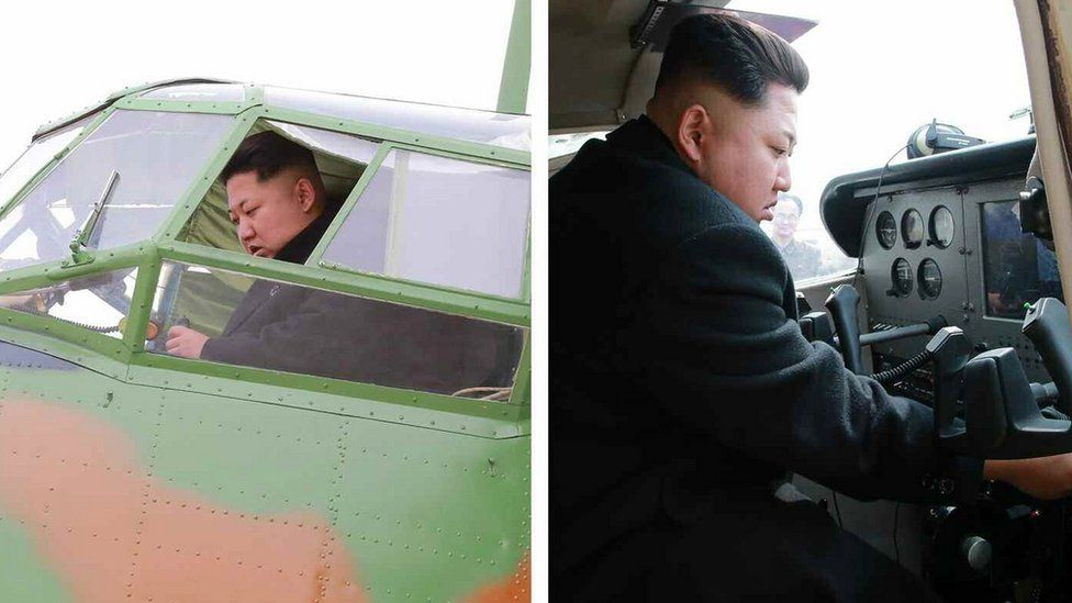 Kim Jong-un at the controls of an AN-2 biplane