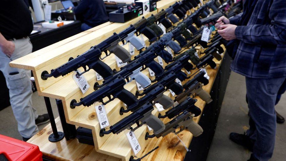 Guns for sale at Des Moines Fairgrounds Gun Show in 2023