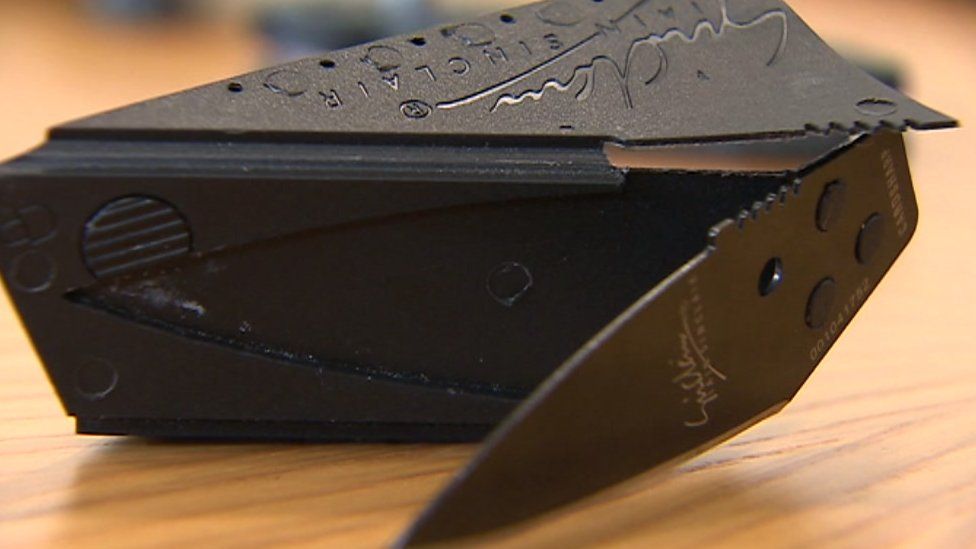 This knife folds up to look more like a credit card which can be hidden away