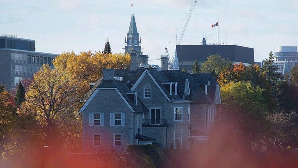 Canadian prime ministers' residence, 24 Sussex, is seen on the banks of the Ottawa River in Ottawa on October 26, 2015.