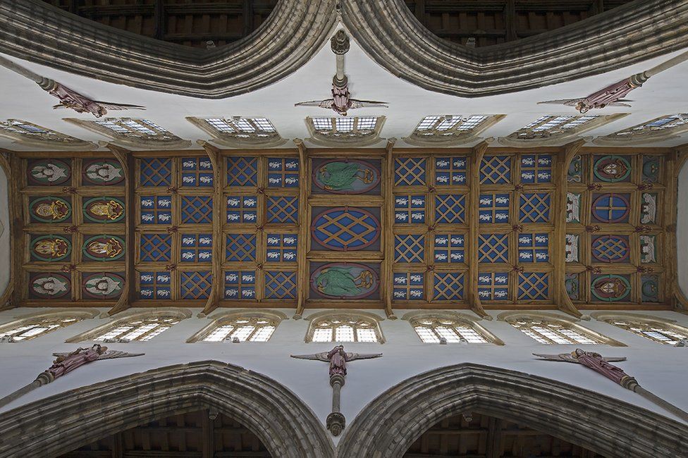 The ceiling of St Peter's Chapel, Auckland Castle.