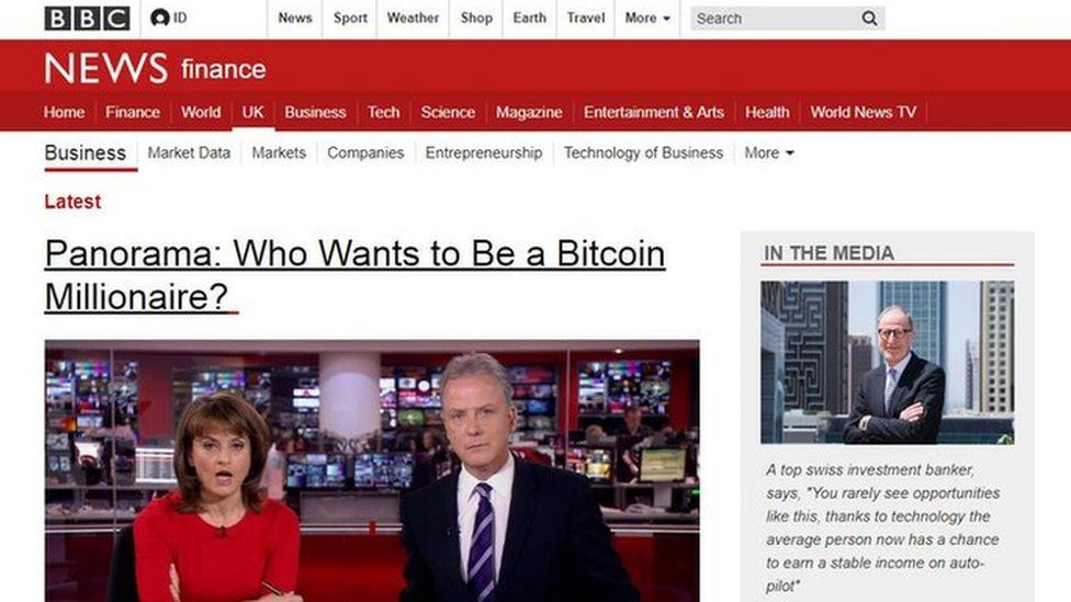 Fake BBC webpage