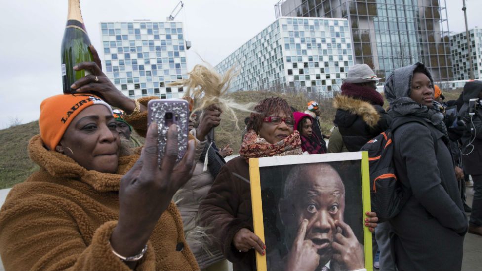Supporters of Laurent Gbagbo seen at the ICC.