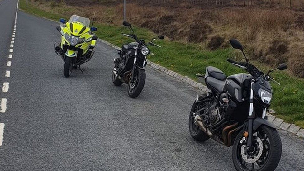 Two bikes stopped in North Yorkshire