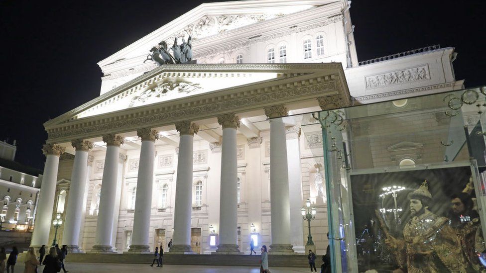 The exterior of Moscow's Bolshoi Theatre.