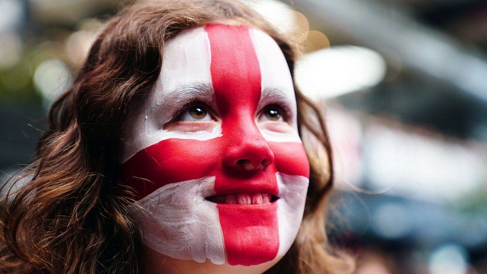 Girl with St George's cross painted on face