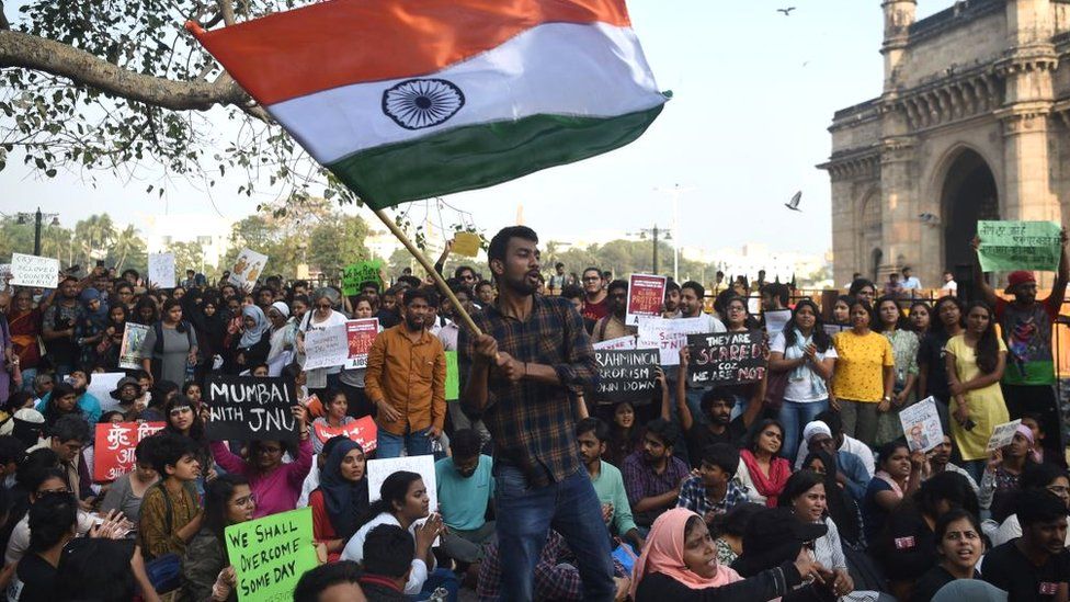 JNU: Students across India protest against campus attack - BBC News