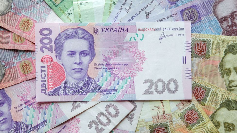 The hryvnia, Ukraine's currency