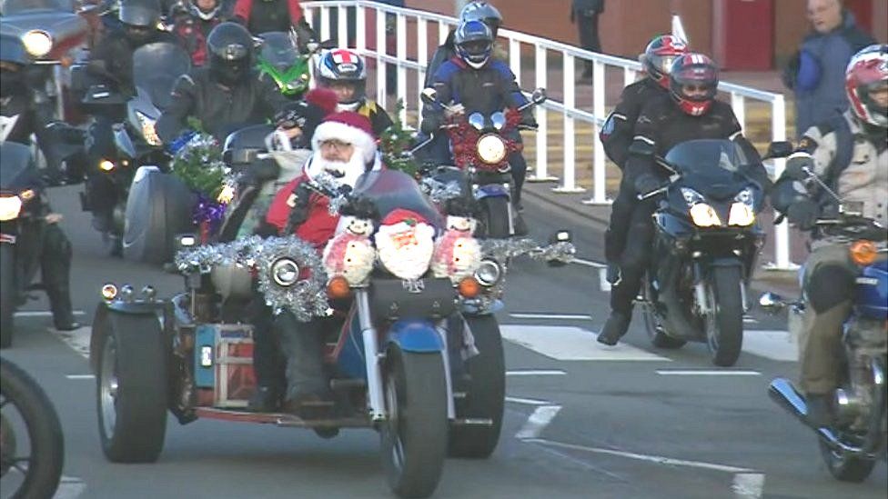 Hundreds of bikers in StokeonTrent Christmas toy run BBC News