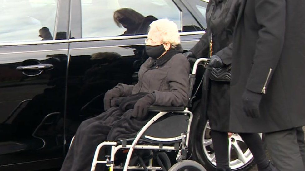 Lilian Cox arriving at the funeral