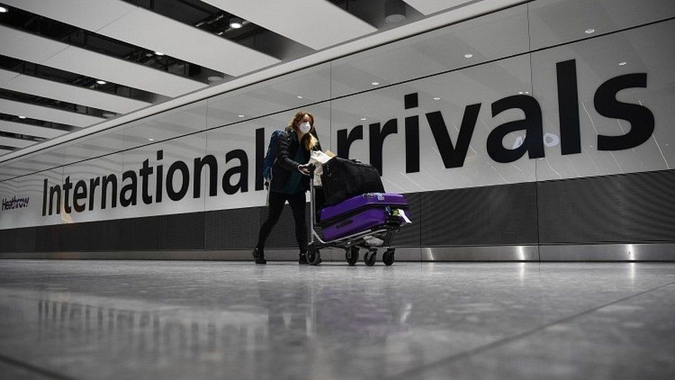 Passenger arriving at Heathrow airport