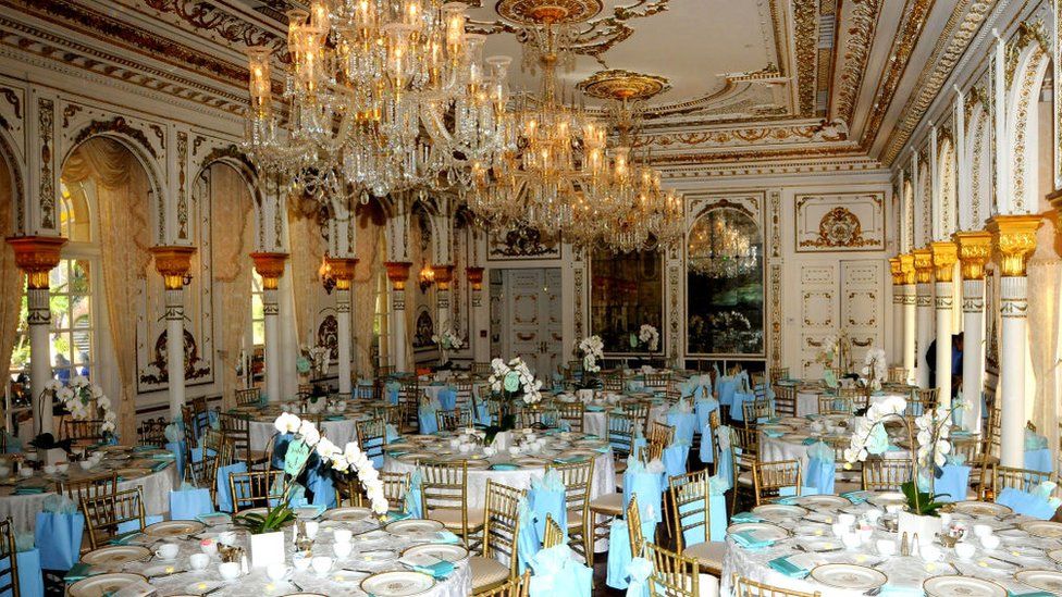 View of tables set for an unspecified luncheon in a ballroom at the Mar-a-Lago estate, Palm Beach, Florida, February 13, 2017 GETTY.jpg