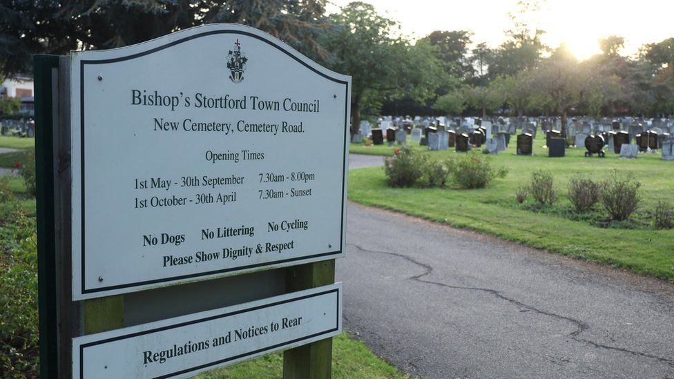 Sign for Bishop's Stortford Cemetery