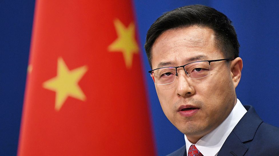 Chinese Foreign Ministry spokesman Zhao Lijian speaks at the daily media briefing in Beijing on April 8, 2020