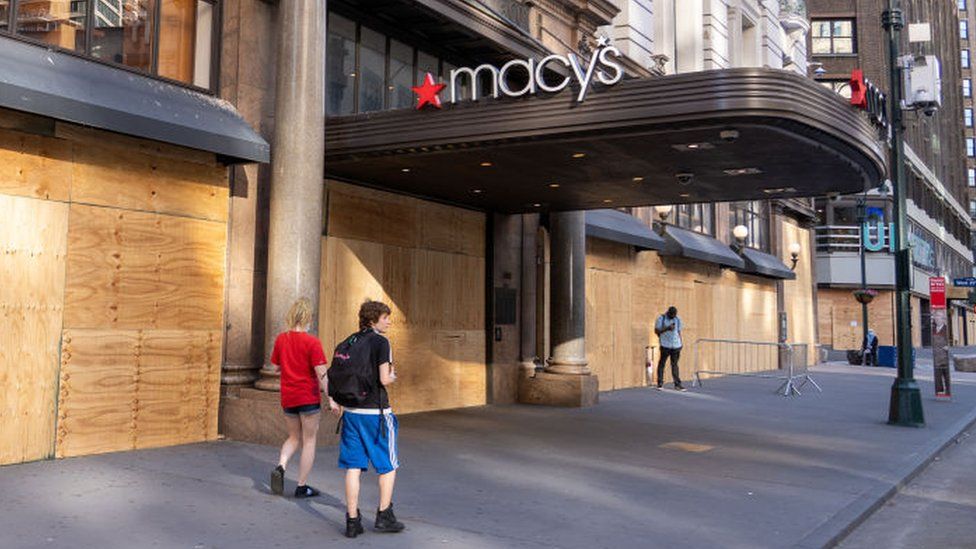 a boarded up May's store in New York City