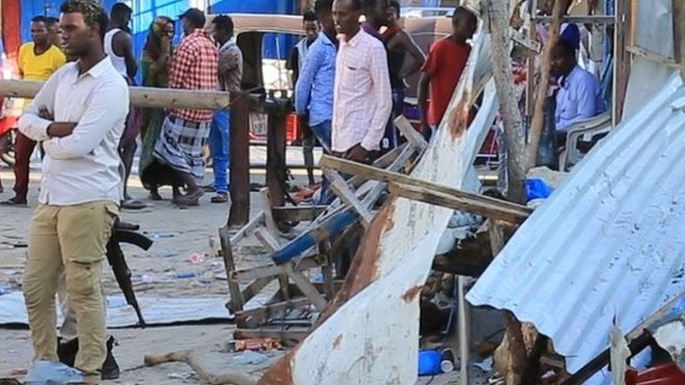 Aftermath of bomb blast in Mogadishu