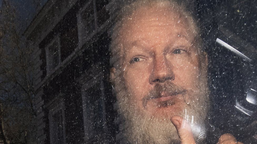 Julian Assange photographed after his arrest by British authorities