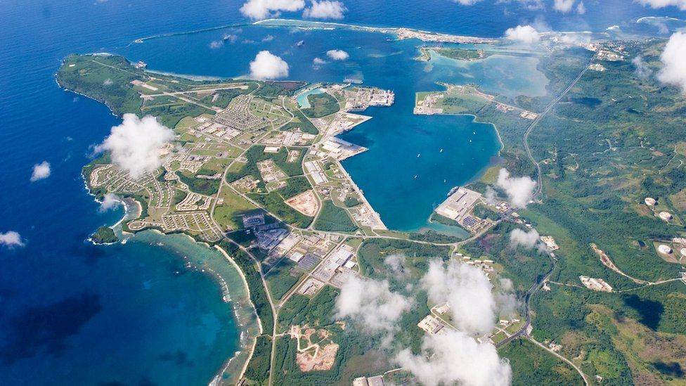 An aerial view of U.S. Naval Base Guam September 20, 2006.