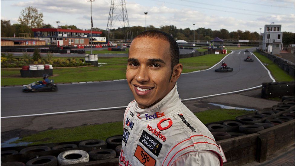 Lewis Hamilton at the kart track