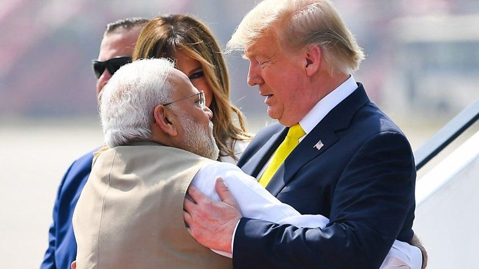 India PM Modi hugs US President Donald Trump
