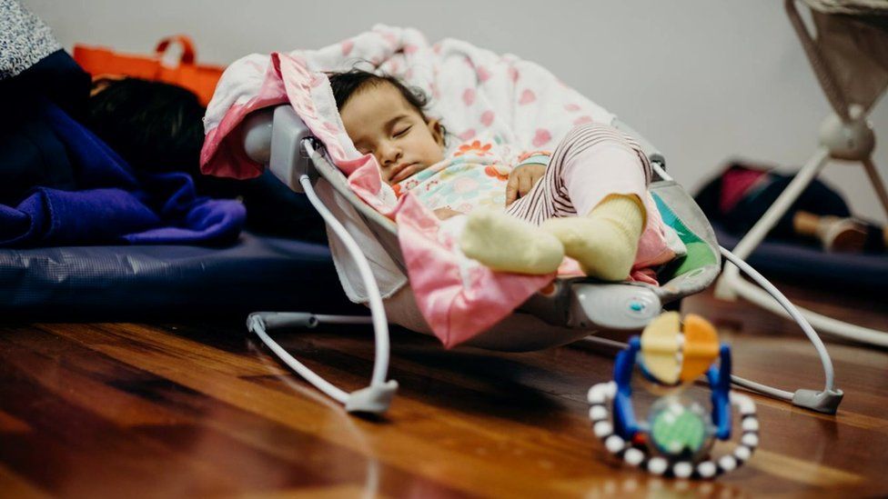 Baby in shelter