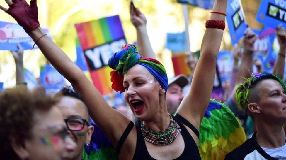 Same-sex marriage supporters rally in Sydney on Sunday