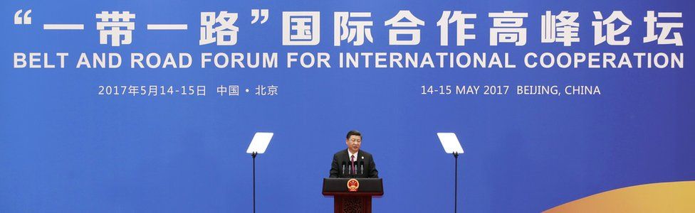 Chinese President Xi Jinping addresses a news conference at the end of the Belt and Road Forum for International Cooperation on 15 May 2017 in Beijing, China