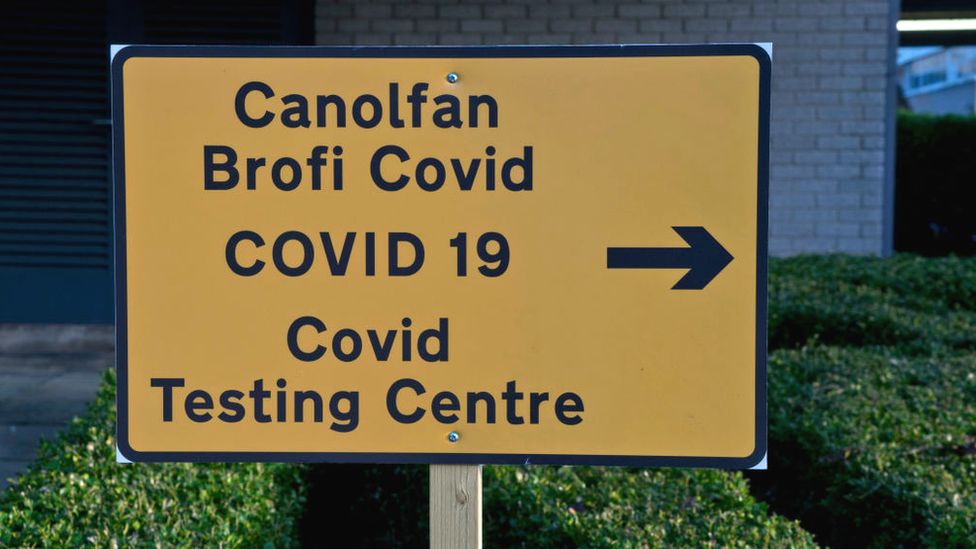 Wales testing site sign