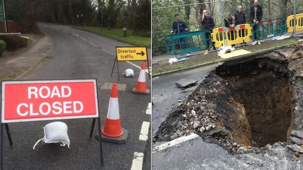 Sheffield sink hole Hutcliffe Wood Road closed to traffic BBC News