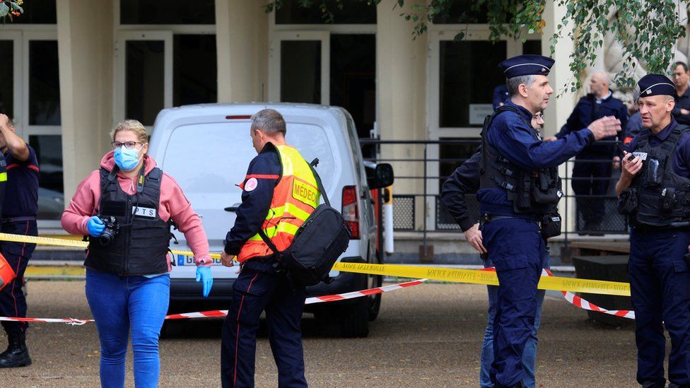 Police at the scene of the attack