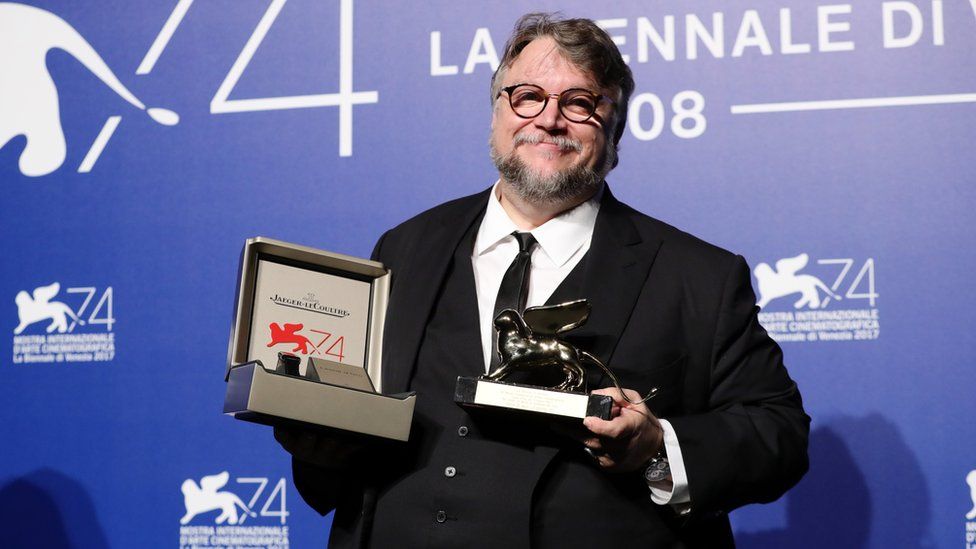 Guillermo del Toro poses with the Golden Lion for Best Film Award for "The Shape Of Water" at the Award Winners photocall during the 74th Venice Film Festival at Sala Casino on September 9, 2017 in Venice, Italy