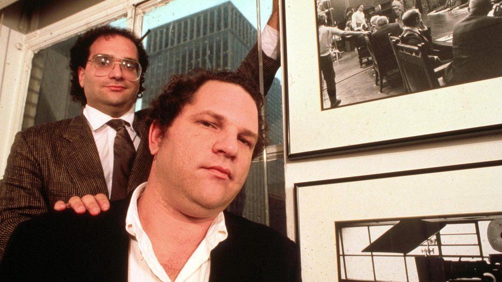 Harvey Weinstein and his brother Robert pictured in the 1980s