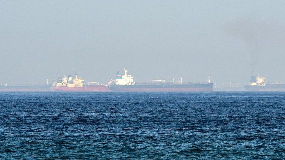 File image of ships in the waters of the Gulf of Oman off the coast of the eastern UAE emirate of Fujairah