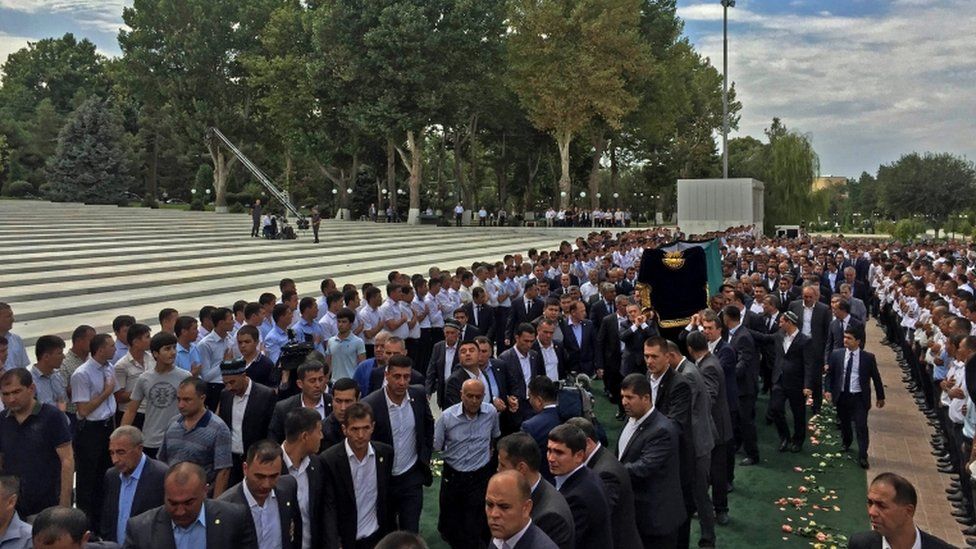 President Islam Karimov's coffin in Samarkand