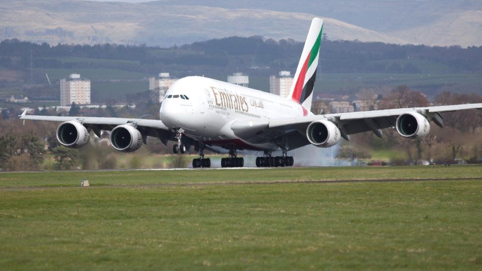 A380 at Glasgow Airport in 2014