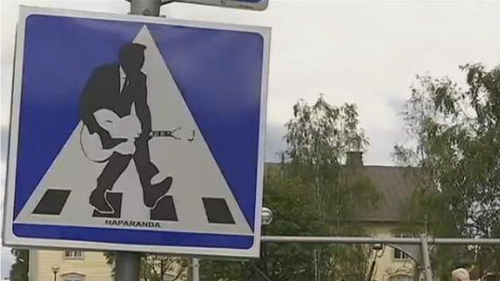 Street sign in Haparanda, Sweden