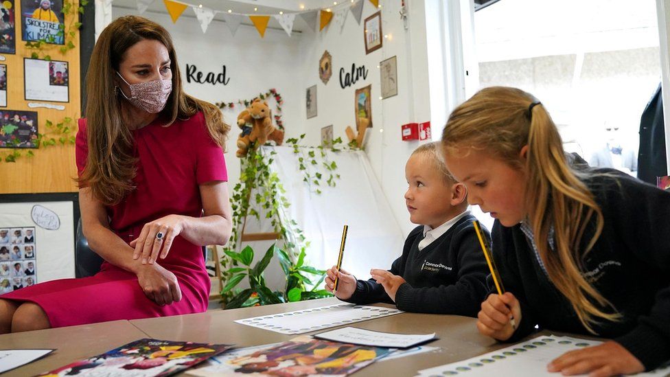 The Duchess of Cambridge at a school in Cornwall