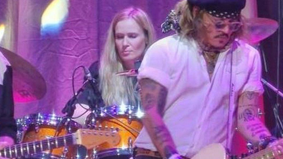 Johnny Depp on stage in Sheffield