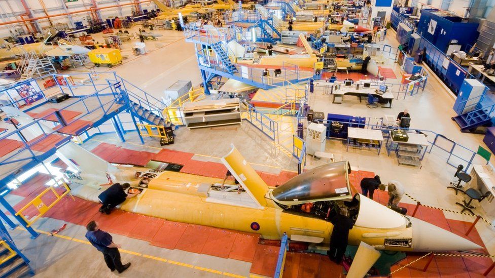 Eurofighter Typhoon production line at BAE systems in Warton