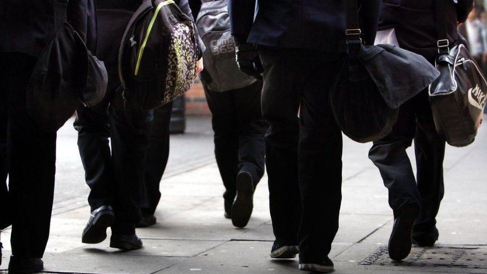 Schoolchildren walking