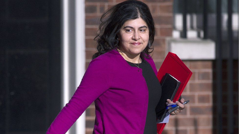 Baroness Warsi, arrives for the weekly cabinet meeting in Downing Street in 2014