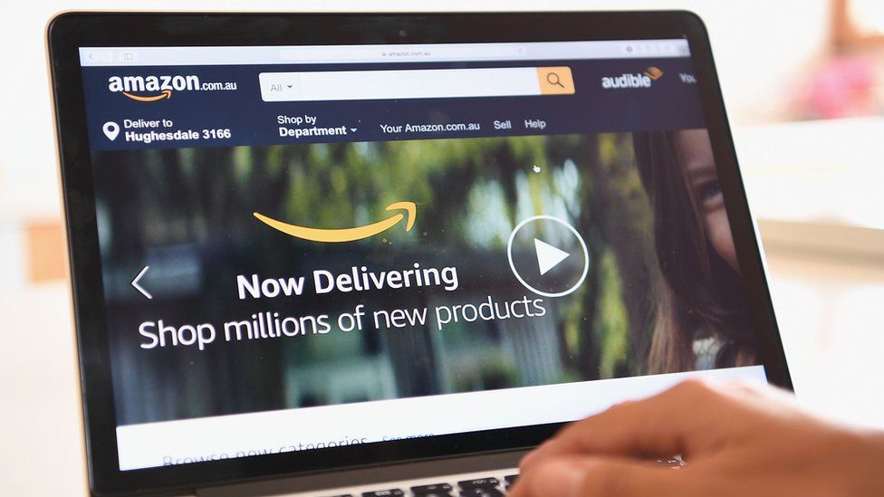 A computer shows the website for Amazon's new Australian service