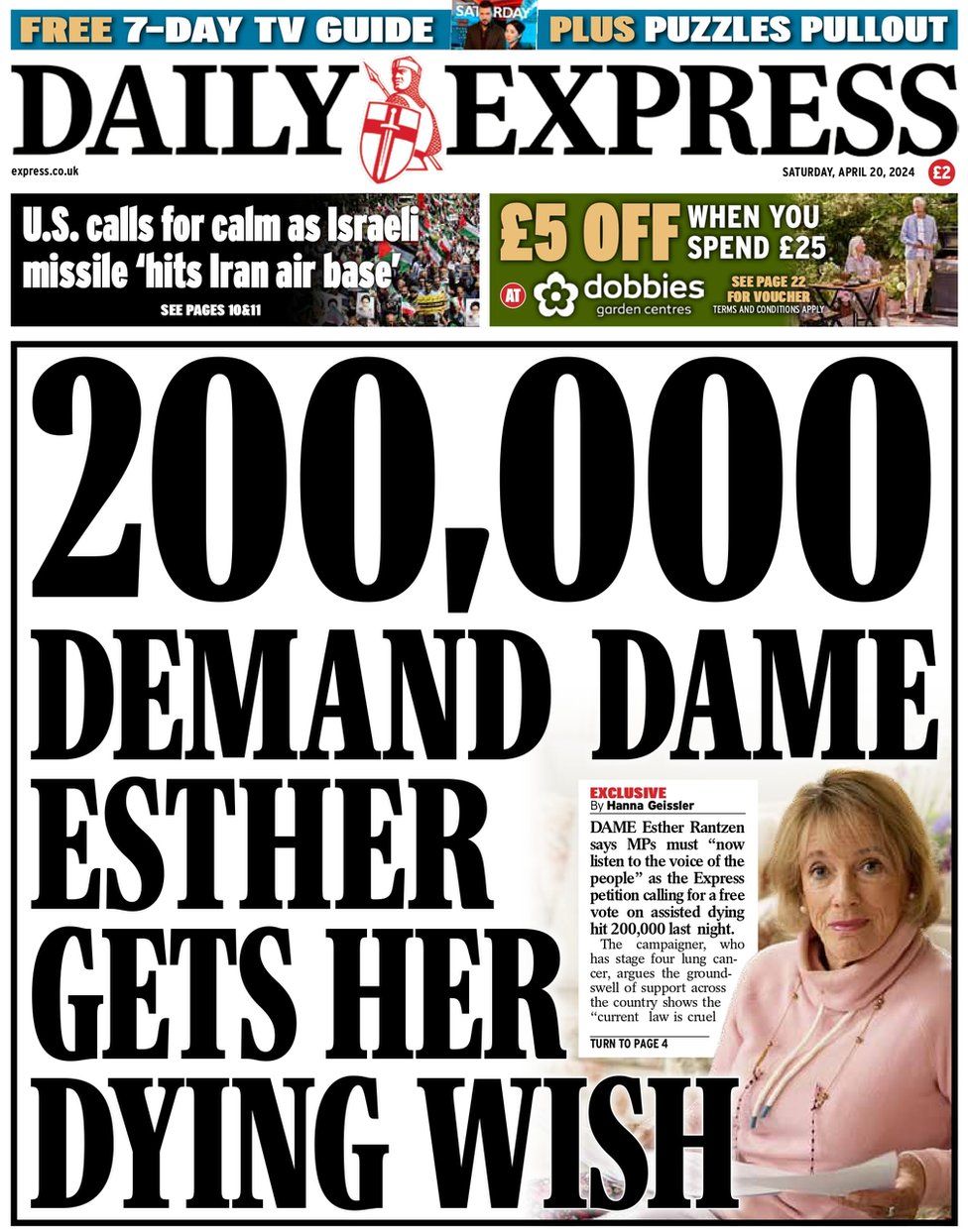 The Daily Express front page