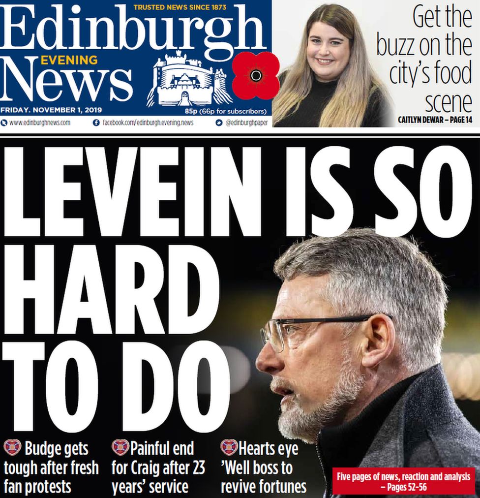 Edinburgh Evening News front page